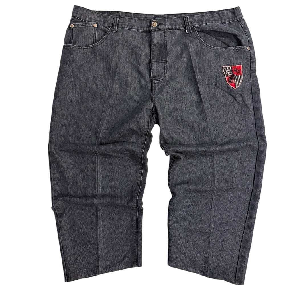 Red Ape Baggy Denim Jean Men 50 Grey Streetwear Y2K Embroidered Patches Hip Hop